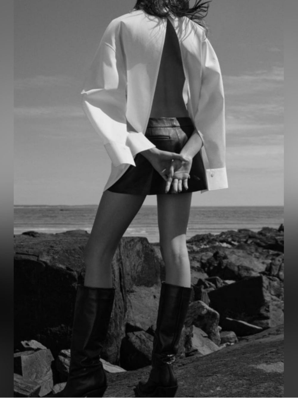 NWT ZARA X KAIA WOMEN BLACK LEATHER MINI SKIRT SIZE M